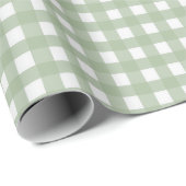 Classic Sage Green Gingham Plaid Christmas Cadeaupapier (Rol Hoek)