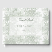 Classic Sage Green Landscape Toile Wedding Gastenboek (Voorkant)