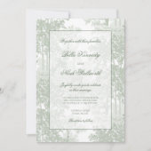 Classic Sage Green Landscape Toile Wedding Kaart (Voorkant)