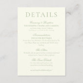 Classic Sage Green Minimalist Wedding Details Informatiekaartje (Voorkant)