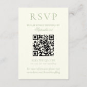 Classic Sage Green Minimalist Wedding QR Code RSVP Kaartje (Voorkant)