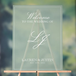 Classic Sage Green Modern Monogram Script Welkom Acryl Bord