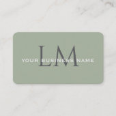 Classic Sage Green Monogram Branding Visitekaartje (Voorkant)