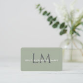 Classic Sage Green Monogram Branding Visitekaartje (Staand voorkant)