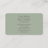 Classic Sage Green Monogram Branding Visitekaartje (Achterkant)