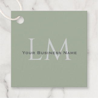 Classic Sage Green Monogram Business Branding Bedankjes Labels