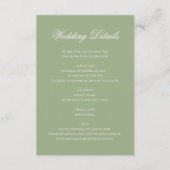 Classic Sage Green Monogram Crest Wedding Details Informatiekaartje (Voorkant)