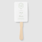 Classic Sage Green Monogram Crest Wedding Program Handwaaier (Voorkant)