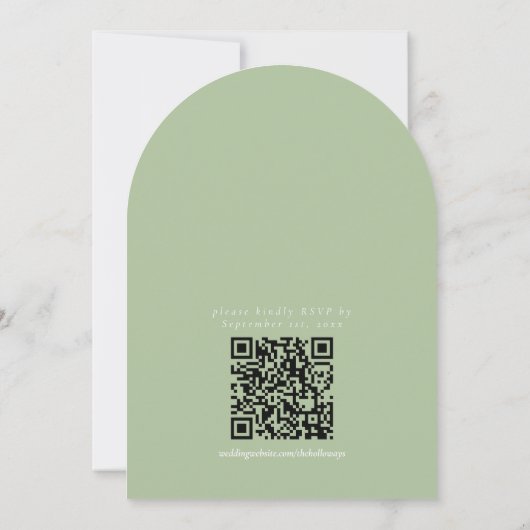 Classic Sage Green Monogram Minimalist Wedding Kaart (Achterkant)