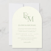 Classic Sage Green Monogram Minimalist Wedding Kaart (Voorkant)