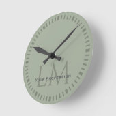 Classic Sage Green Monogram Office Decor Ronde Klok (Hoek)