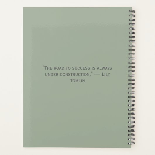 Classic Sage Green Monogram Office Planning Planner (Achterkant)