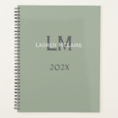 Classic Sage Green Monogram Office Planning Planner (Voorkant)