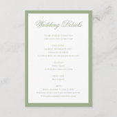 Classic Sage Green Monogram Script Wedding Details Informatiekaartje (Voorkant)