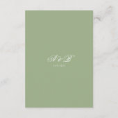 Classic Sage Green Monogram Script Wedding Details Informatiekaartje (Achterkant)