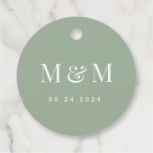 Classic Sage Green Monogram Typography Wedding Bedankjes Labels (Achterkant)