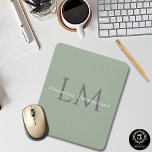 Classic Sage Green Monogram Workspace Accent Mouse Muismat<br><div class="desc">A classic sage green monogram design created for modern workspaces and understated business aesthetics. This minimalist design blends clean typography with a neutral color palette, making it perfect for professionals, creatives, and small business owners who appreciate subtle luxury. Ideal for office desks, home workspaces, branding touches, and thoughtful gifts, this...</div>