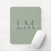 Classic Sage Green Monogram Workspace Accent Mouse Muismat (Met muis)