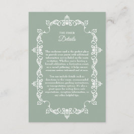 Classic Sage Green Ornately Framed Wedding Informatiekaartje