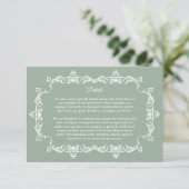 Classic Sage Green Ornately Framed Wedding Informatiekaartje (Staand voorkant)
