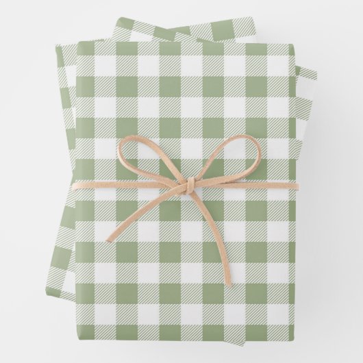 Classic Sage Green Plaid Inpakpapier Vel (In situ)