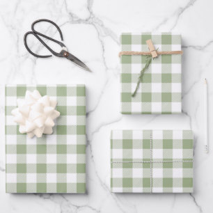 Classic Sage Green Plaid Inpakpapier Vel
