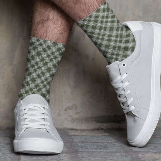 Classic Sage Green Plaid Sokken