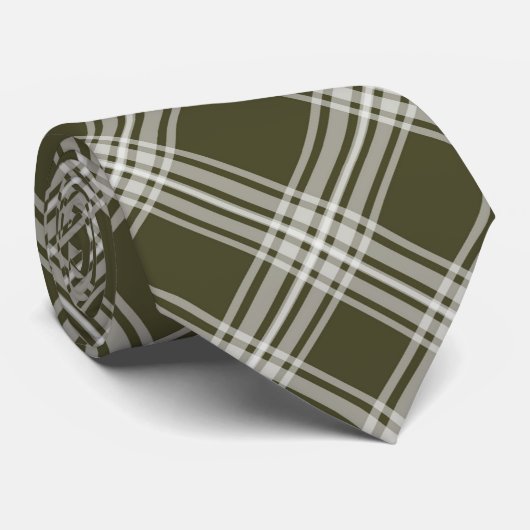 Classic Sage Green Plaid Stropdas (Opgerold)