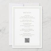 Classic Sage Green QR Code Elegante bruiloft Kaart (Achterkant)