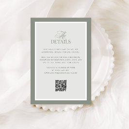 Classic Sage Green | QR Code Wedding Guest Details Informatiekaartje