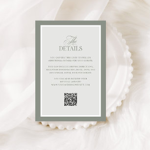 Classic Sage Green   QR Code Wedding Guest Details Informatiekaartje