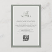 Classic Sage Green | QR Code Wedding Guest Details Informatiekaartje (Voorkant)