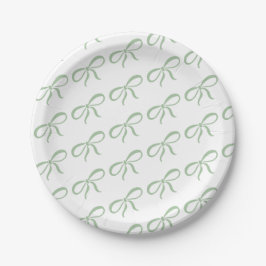 Classic Sage Green Ribbon Baby shower Papieren Bordje