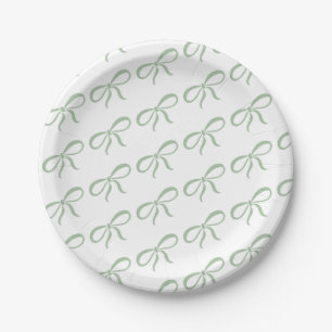 Classic Sage Green Ribbon Baby shower Papieren Bordje