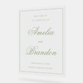 Classic Sage Green Script & Border Wedding Welcome Acryl Bord (Hoek)