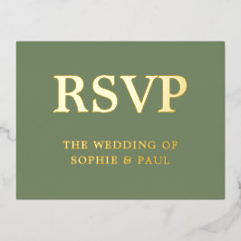 Classic Sage Green Song Keuze Folie RSVP-kaart Uitnodiging Briefkaart