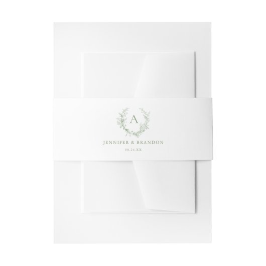 Classic Sage Green Toile Monogram Huwelijk Uitnodigingen Wikkel (Voorkant Voorbeeld)
