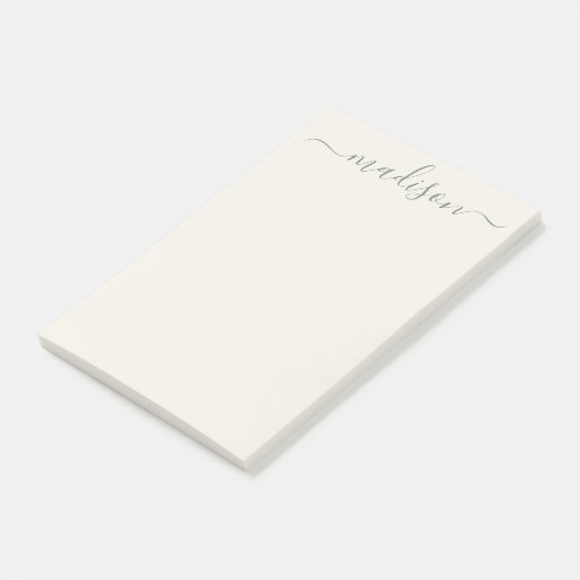 Classic Sage Green Typography Naam Post-it® Notes (Schuin)