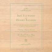 Classic  Sage Green Wedding Acryl Uitnodigingen (Voorkant)