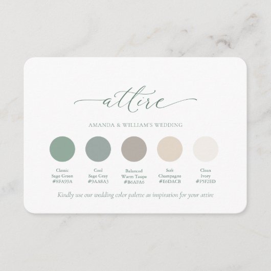 Classic Sage Green Wedding Attire Card Kaart (Voorkant)