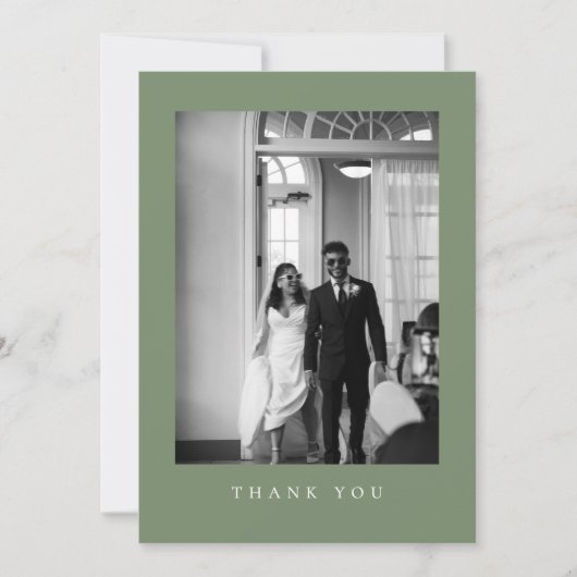 Classic Sage Green Wedding Foto Dank u kaart (Voorkant)