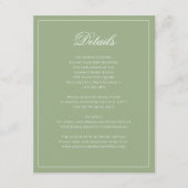 Classic Sage Green & White Border Wedding Details Informatiekaartje (Voorkant)