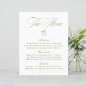 Classic Sage Green & White Bow Wedding Menu (Staand voorkant)