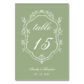 Classic Sage Green & White Floral Crest Wedding Kaart (Voorkant)