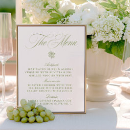Classic Sage Green & White Wedding Menu