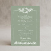 Classic Sage Groene Bladkrans Ets lijst bruiloft Kaart