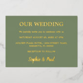 Classic Sage Groene Bruiloft Folie Uitnodiging (Voorkant)