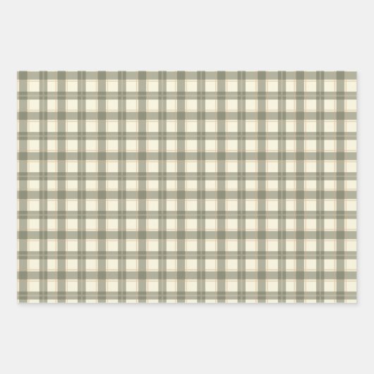 Classic Sage Tartan Wrapping Paper Sheet Set (Voorkant 3)