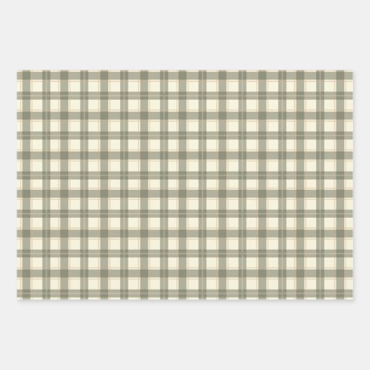Classic Sage Tartan Wrapping Paper Sheet Set (Voorkant 2)