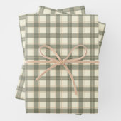 Classic Sage Tartan Wrapping Paper Sheet Set (In situ)